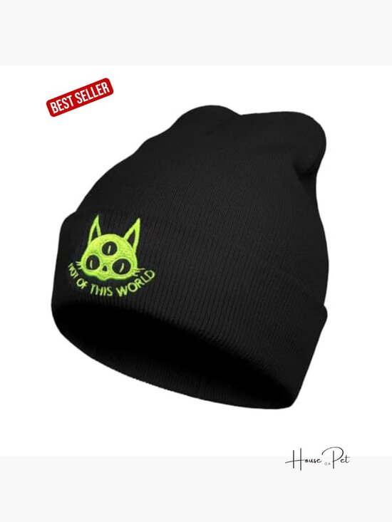 Knit Beanie Hat with Duck Embroidery, Stretchy Acrylic Skull Cap main image 7